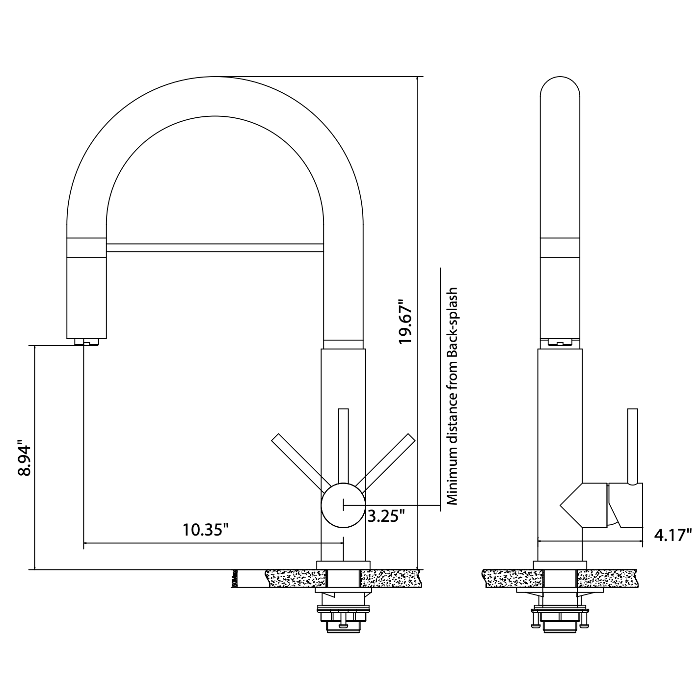 Flusso Faucets Klassiker Dixie 20" Single Hole Light Verde Semi-Professional Stainless Steel Pull-Down Kitchen Faucet With Dual Function Sprayer
