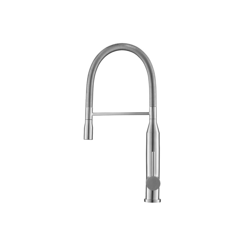 Flusso Faucets Klassiker Glatt 21" Single Hole Blue Platinum Semi-Professional Stainless Steel Pull-Down Kitchen Faucet With Dual Function Sprayer