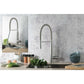 Flusso Faucets Klassiker Glatt 21" Single Hole Blue Platinum Semi-Professional Stainless Steel Pull-Down Kitchen Faucet With Dual Function Sprayer