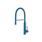 Flusso Faucets Klassiker Glatt 21" Single Hole Sky Blue Semi-Professional Stainless Steel Pull-Down Kitchen Faucet With Dual Function Sprayer