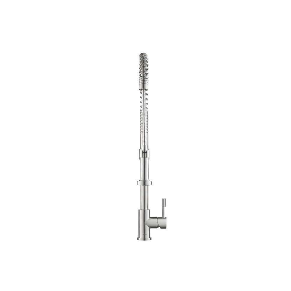 Flusso Faucets Klassiker Professio-S 27" Single Hole Polished Steel Stainless Steel Pull-Down Kitchen Faucet With Dual Function Sprayer