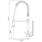 Flusso Faucets Klassiker Professio-S 27" Single Hole Polished Steel Stainless Steel Pull-Down Kitchen Faucet With Dual Function Sprayer