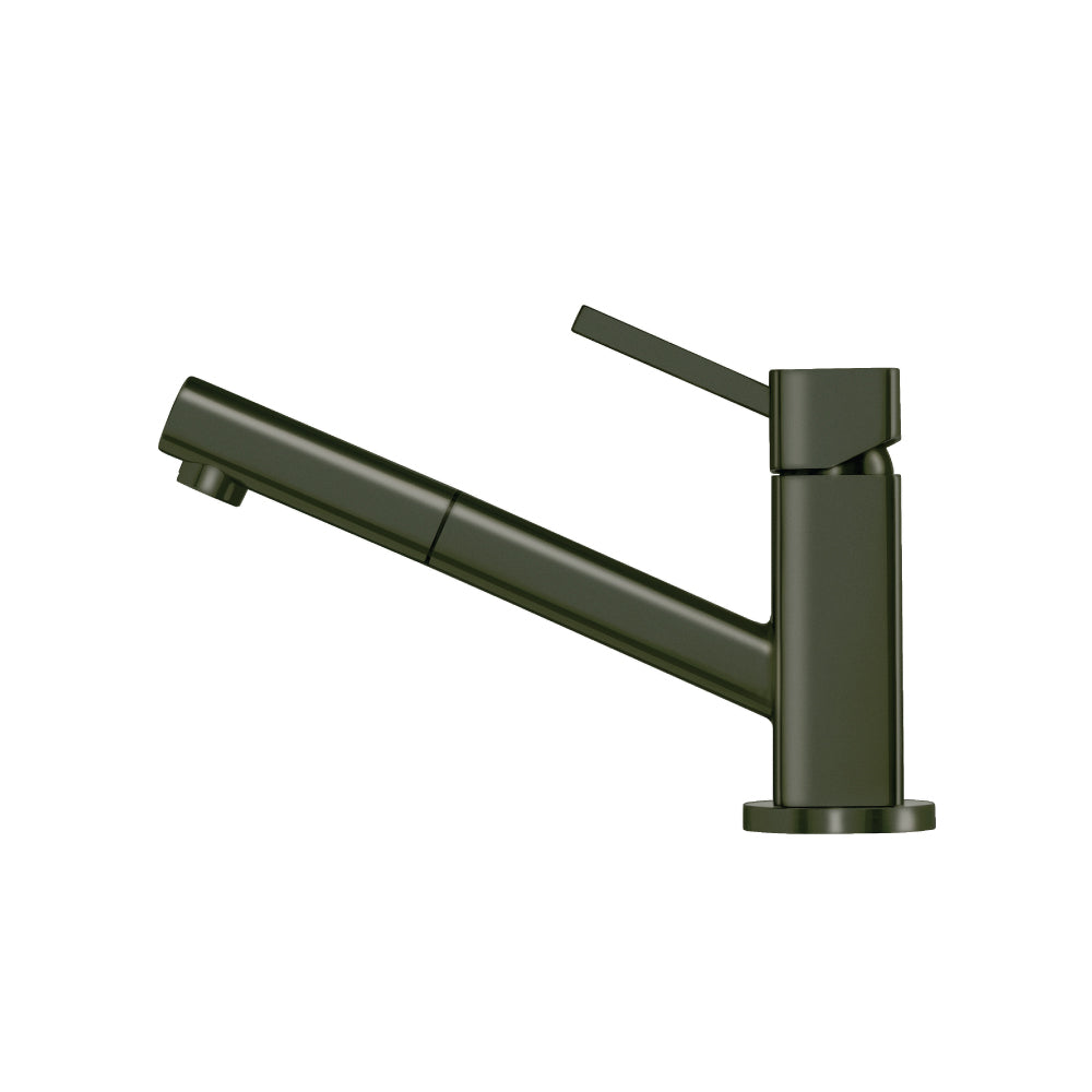 Flusso Faucets Klassiker Smallie 7" Single Hole Dark Green Stainless Steel Kitchen Faucet With Pull-Out Sprayer