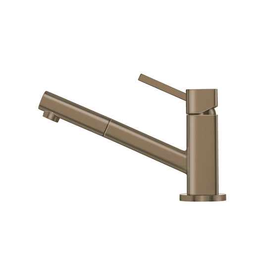 Flusso Faucets Klassiker Smallie 7" Single Hole Dark Tan Stainless Steel Kitchen Faucet With Pull-Out Sprayer