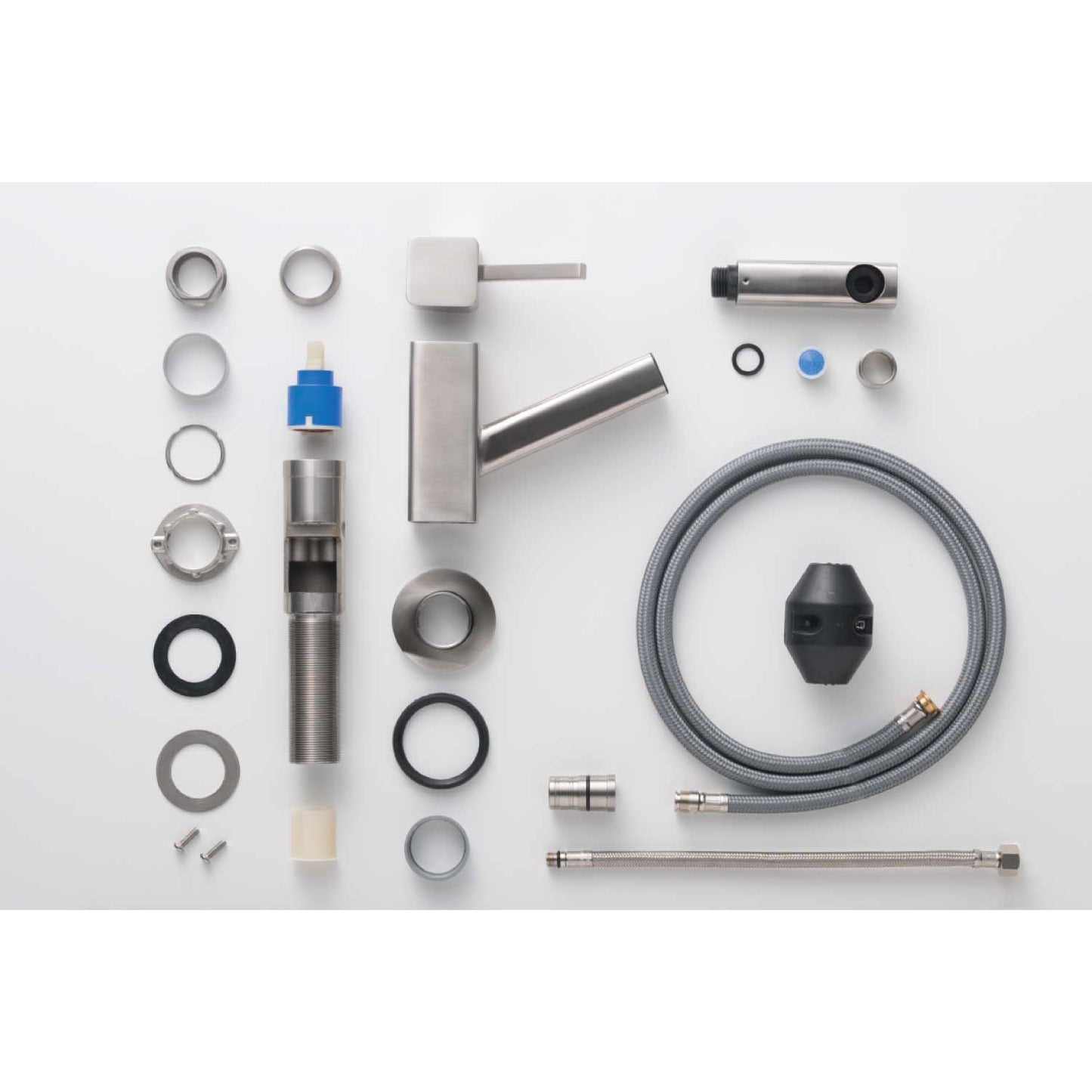 Flusso Faucets Klassiker Smallie 7" Single Hole Gunmetal Gray Stainless Steel Kitchen Faucet With Pull-Out Sprayer