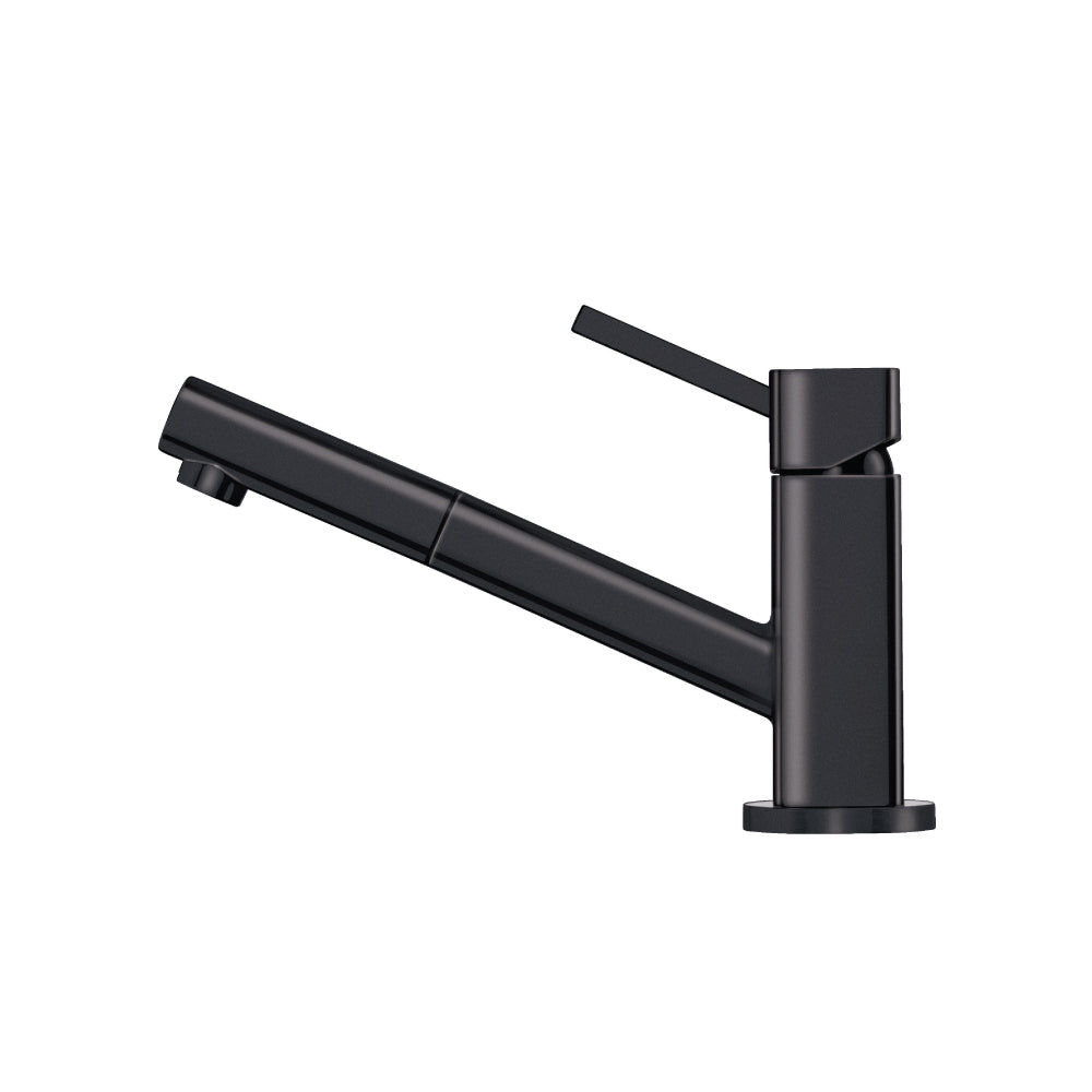 Flusso Faucets Klassiker Smallie 7" Single Hole Gunmetal Gray Stainless Steel Kitchen Faucet With Pull-Out Sprayer
