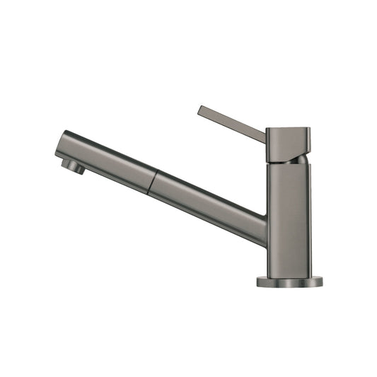 Flusso Faucets Klassiker Smallie 7" Single Hole Steel Gray Stainless Steel Kitchen Faucet With Pull-Out Sprayer