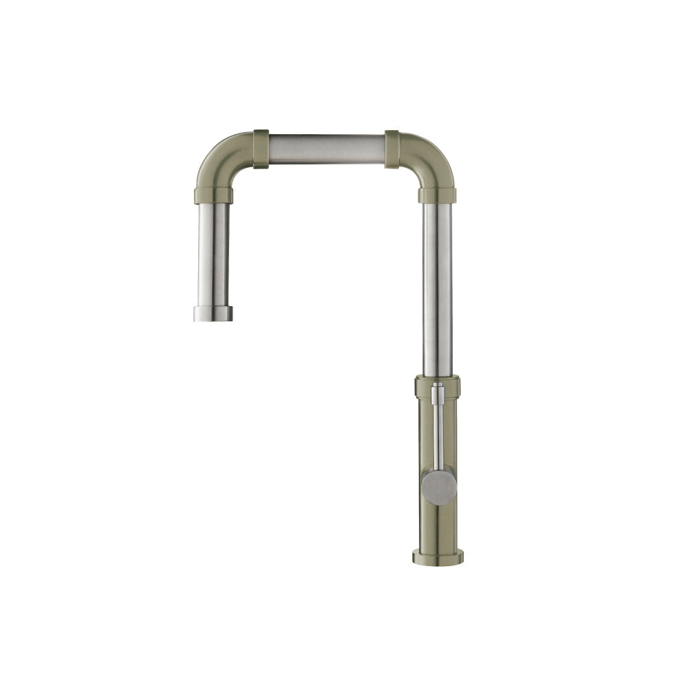 Flusso Faucets Klassiker Tanz 16" Single Hole Light Verde Stainless Steel Kitchen Faucet With Side Sprayer