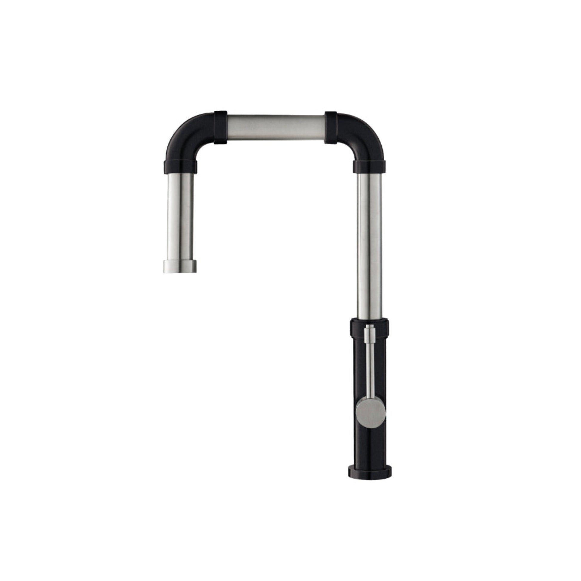 Flusso Faucets Klassiker Tanz 16" Single Hole Matte Black Stainless Steel Kitchen Faucet With Side Sprayer
