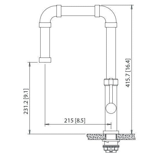 Flusso Faucets Klassiker Tanz 16" Single Hole Polished Steel Stainless Steel Kitchen Faucet With Side Sprayer