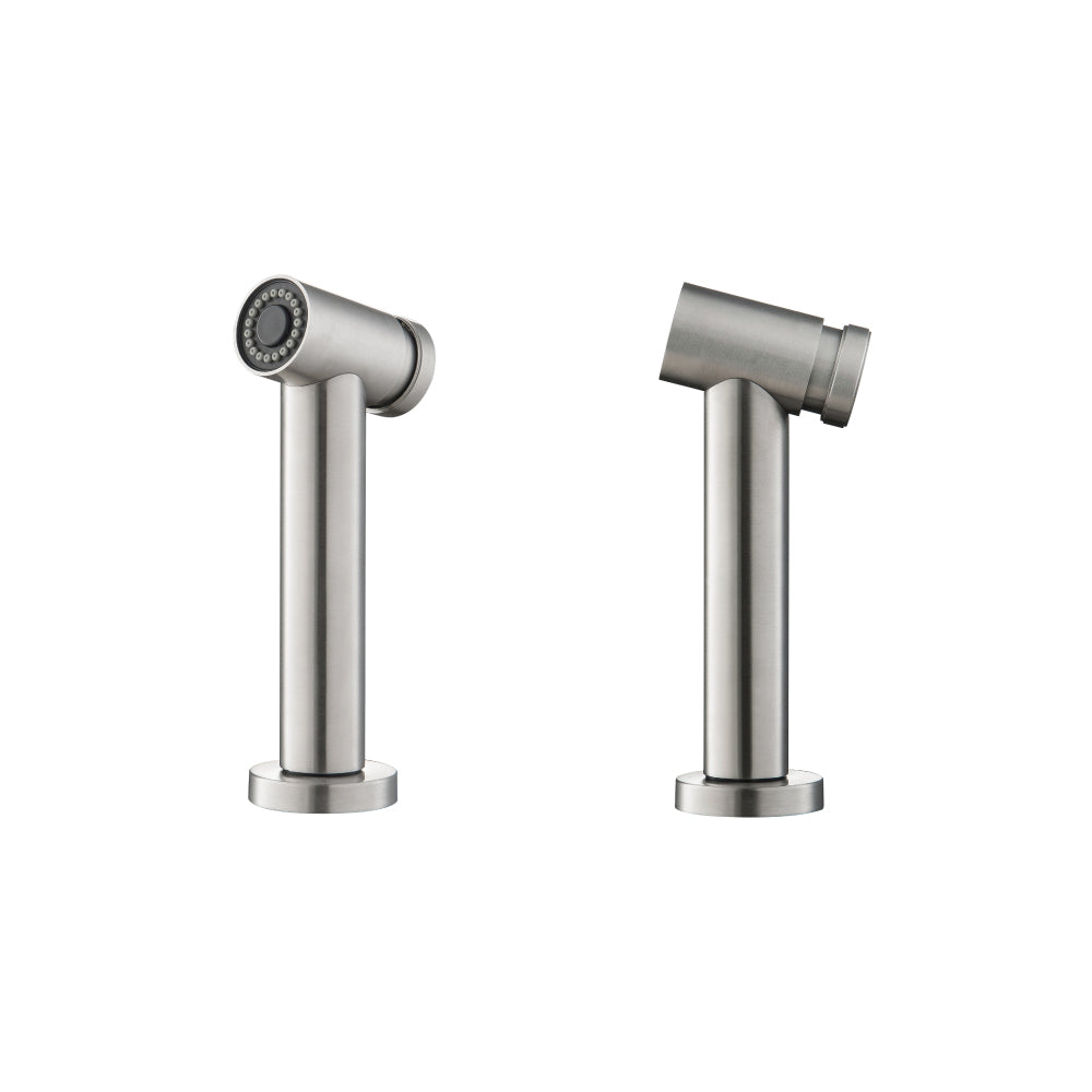 Flusso Faucets Klassiker Tanz 16" Single Hole Rock Gray Stainless Steel Kitchen Faucet With Side Sprayer