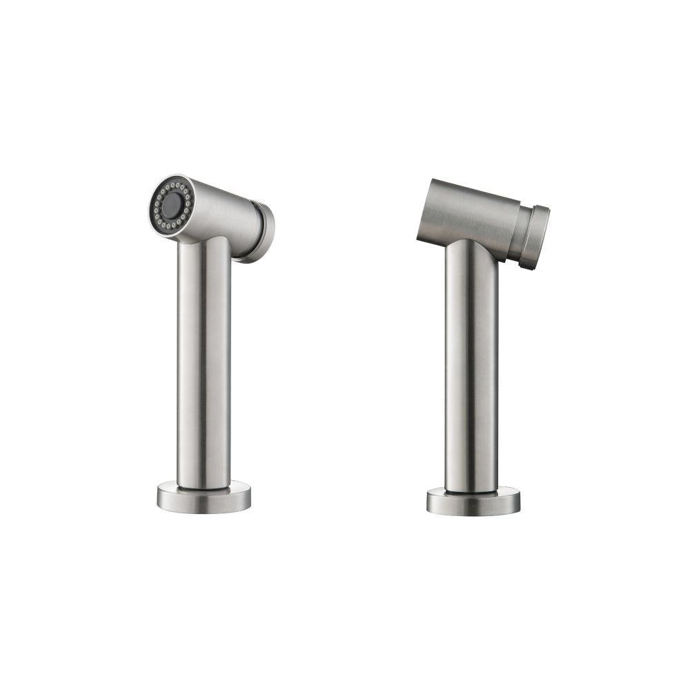 Flusso Faucets Klassiker Tanz 16" Single Hole Stainless Steel Kitchen Faucet With Side Sprayer