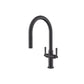 Flusso Faucets Klassiker Velox 17" Single Hole Rock Gray Pull-Down Kitchen Faucet With Two Handle and Dual Function Sprayer