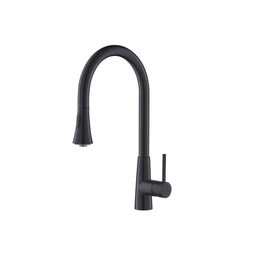 Flusso Faucets Klassiker Zest 18" Single Hole Dark Gray Stainless Steel Pull-Down Kitchen Faucet With Dual Function Sprayer
