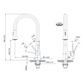Flusso Faucets Klassiker Zest 18" Single Hole Gloss Black Stainless Steel Pull-Down Kitchen Faucet With Dual Function Sprayer