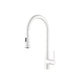Flusso Faucets Klassiker Zest 18" Single Hole Gloss White Stainless Steel Pull-Down Kitchen Faucet With Dual Function Sprayer