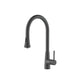 Flusso Faucets Klassiker Zest 18" Single Hole Gunmetal Gray Stainless Steel Pull-Down Kitchen Faucet With Dual Function Sprayer