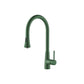 Flusso Faucets Klassiker Zest 18" Single Hole Leaf Green Stainless Steel Pull-Down Kitchen Faucet With Dual Function Sprayer