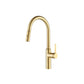 Flusso Faucets Klassiker Ziel 17" Single Hole Brushed Gold Stainless Steel Pull-Down Kitchen Faucet With Dual Function Sprayer