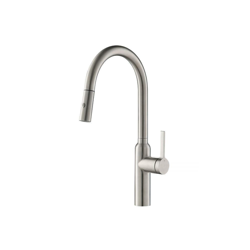 Flusso Faucets Klassiker Ziel 17" Single Hole Stainless Steel Pull-Down Kitchen Faucet With Dual Function Sprayer
