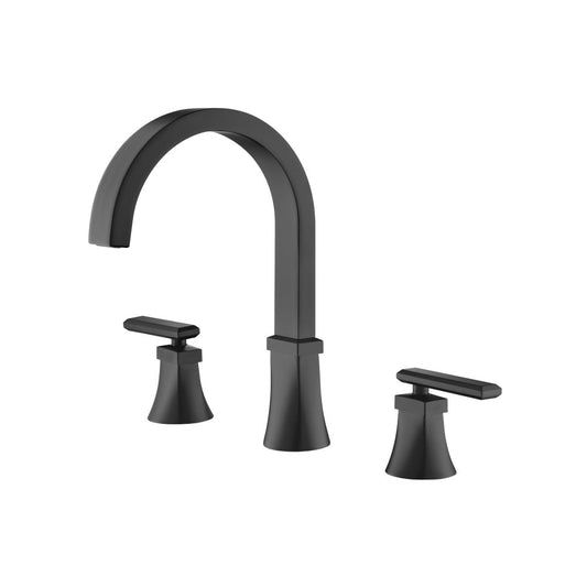 Flusso Faucets Matte Black 3 Hole Deck Mount Roman Tub Faucet