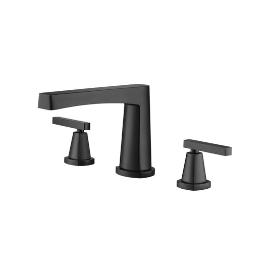 Flusso Faucets Matte Black 3 Hole Deck Mount Roman Tub Faucet