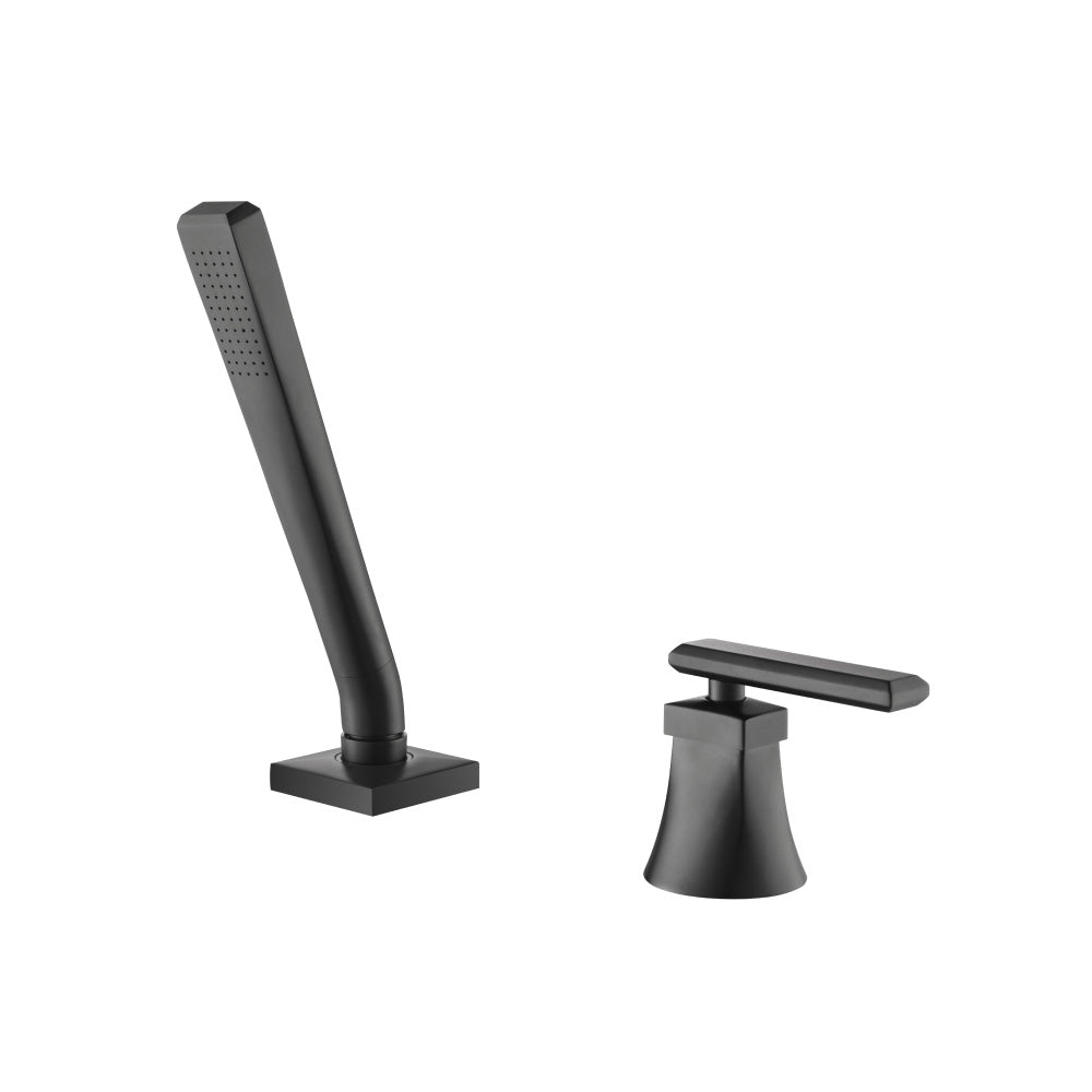 Flusso Faucets Matte Black Deck Diverter With Holder & Hose