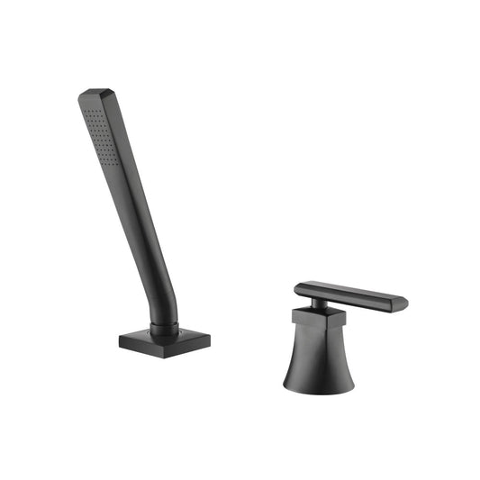 Flusso Faucets Matte Black Deck Diverter With Holder & Hose