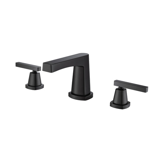 Flusso Faucets Matte Black Three Hole 8" Widespread Two Handle Bathroom Faucet