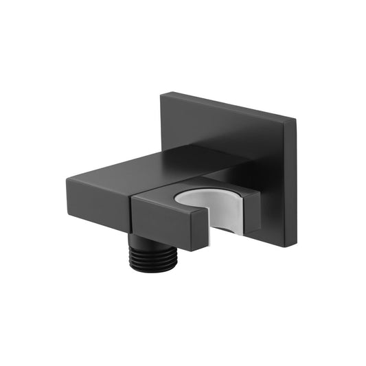 Flusso Faucets Matte Black Wall Elbow With Holder Combo - Adjustable Angle