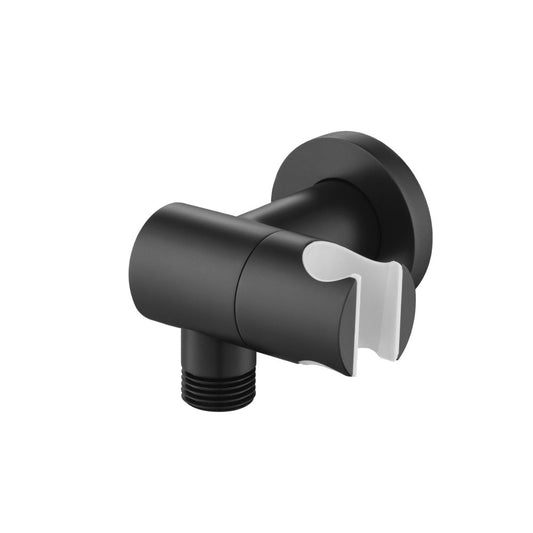 Flusso Faucets Matte Black Wall Elbow With Holder Combo - Adjustable Angle