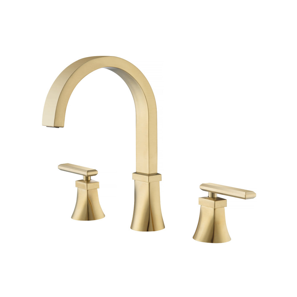 Flusso Faucets Satin Brass PVD 3 Hole Deck Mount Roman Tub Faucet