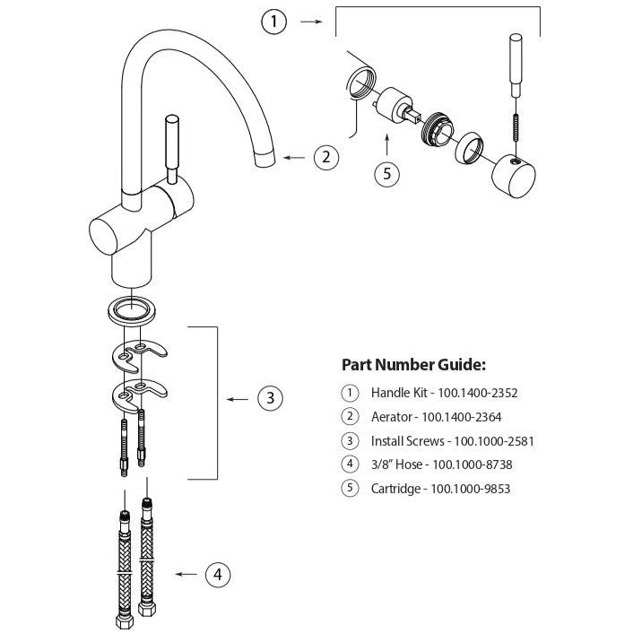 Flusso Faucets Serie 100 13" Single Hole Chrome Solid Brass Kitchen / Bar Faucet With Swivel Spout