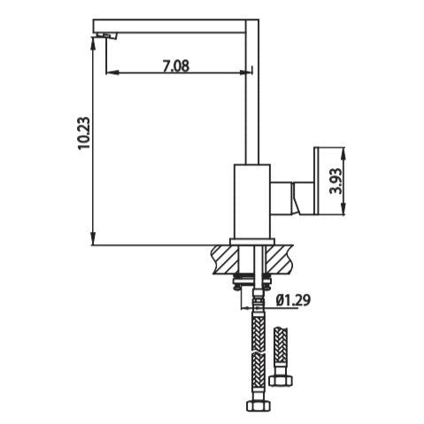 Flusso Faucets Serie 160 11" Single Hole Chrome Solid Brass Kitchen / Bar Faucet