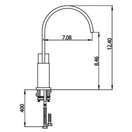 Flusso Faucets Serie 160 12" Single Hole Brushed Nickel Solid Brass Gooseneck Kitchen / Bar Faucet