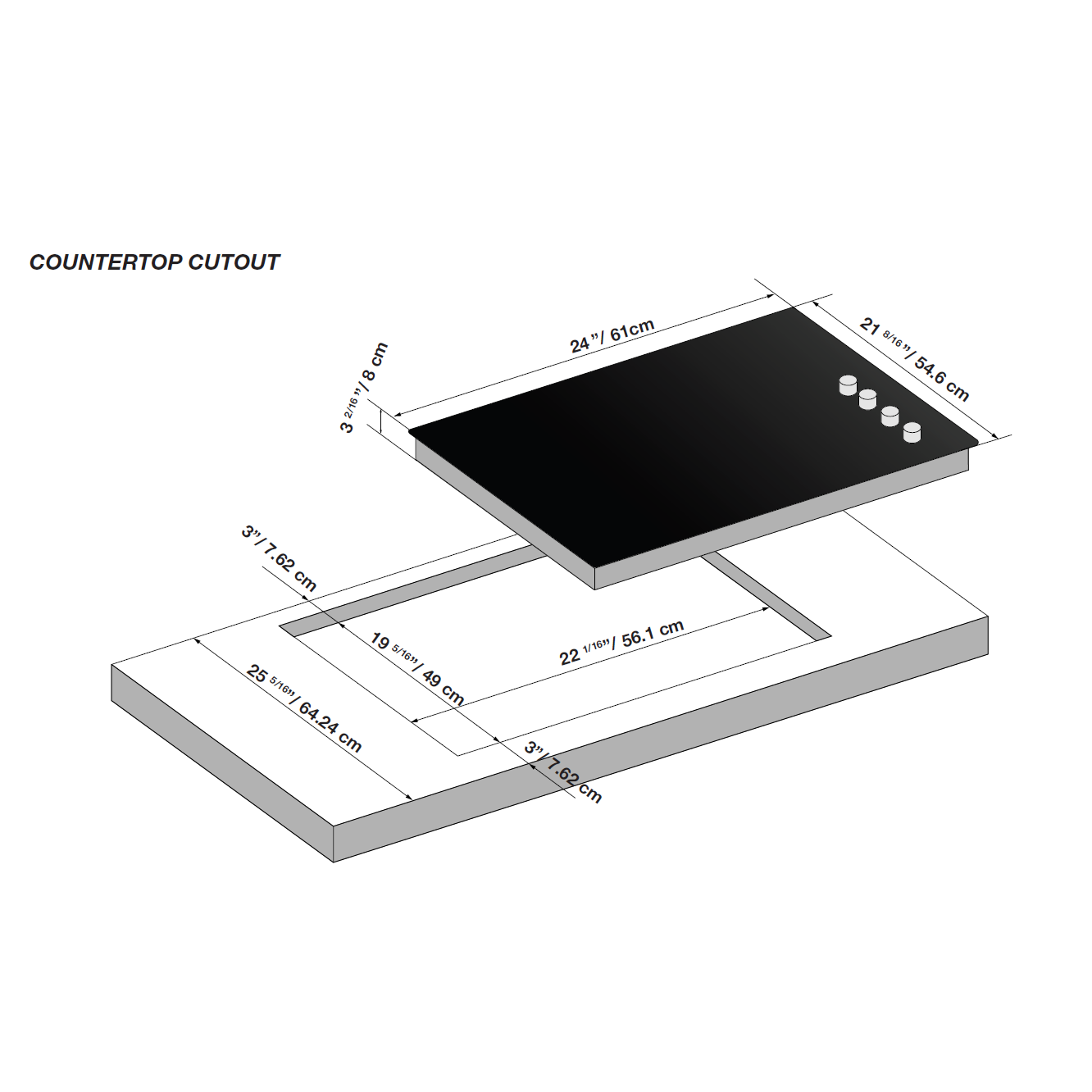 Forte 24" Black 4-Element Residential Ceramic Electric Cooktop With Hot Surface Indicator, and Knob Control