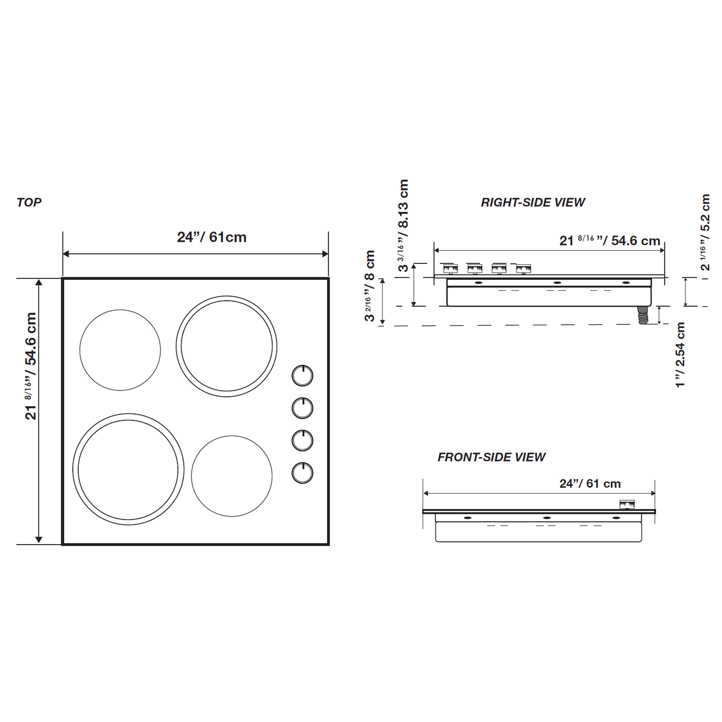 Forte 24" Black 4-Element Residential Ceramic Electric Cooktop With Hot Surface Indicator, and Knob Control