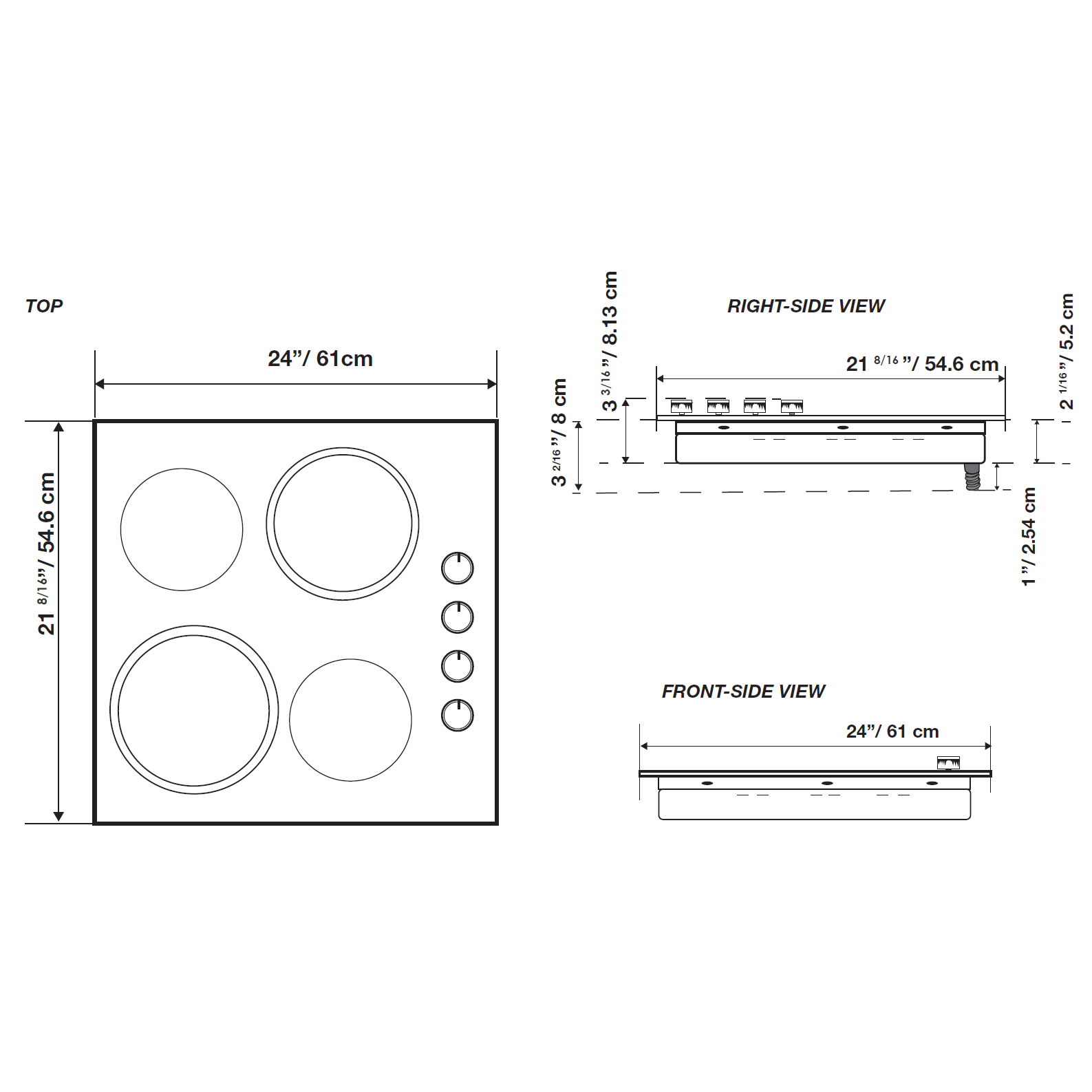 Forte 24" Black 4-Element Residential Ceramic Electric Cooktop With Hot Surface Indicator, and Knob Control