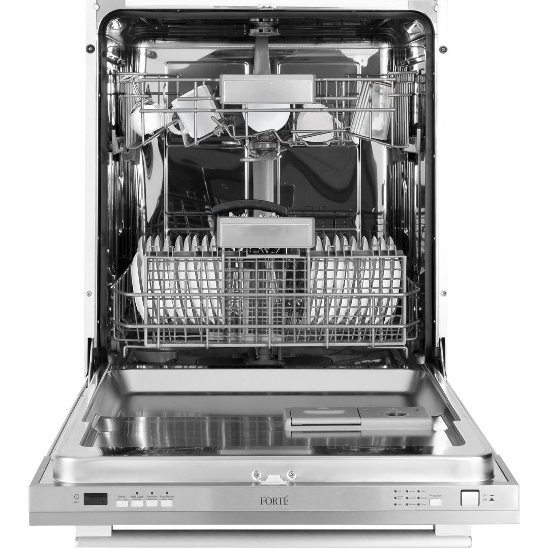 Forte 250 Series 24" Stainless Steel Double Drawer Fully Integrated Built-in Dishwasher With Stainless Steel Tub, and Removable Silverware Basket