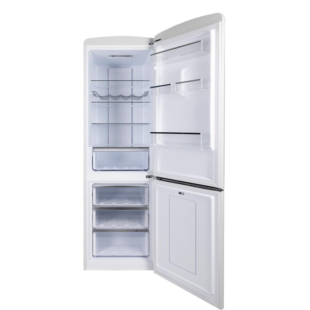 Forte 450 Series 24" 11.65 Cu. Ft. White Freestanding Bottom Freezer Retro Refrigerator