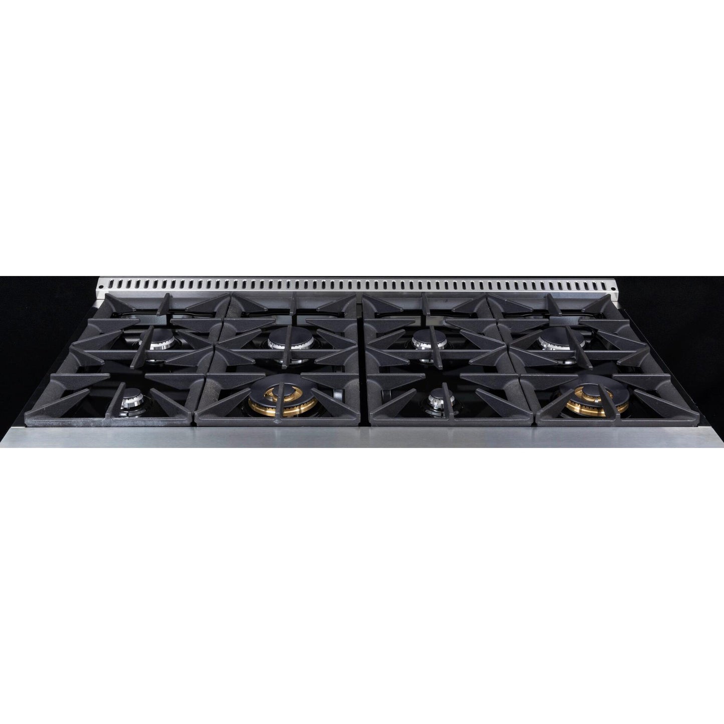 Forte 48" Stainless Steel LP Convertible Residential Natural Gas Rangetop Cooktop With 8 Sealed Italian Burners, Power Cord, Grate, Griddle, Grill, Backsplash, and Conversion Kit