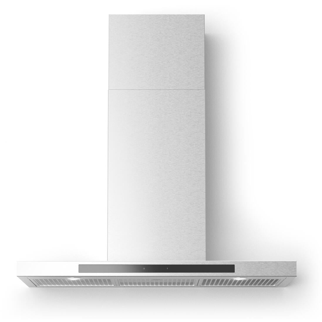 Forte Alberto 36" 600 CFM Convertible Residential Round Duct Stainless Steel Wall Mount Range Hood With Chimney Extension, Recirculating Kit, Charcoal Filters, and LED Lighting