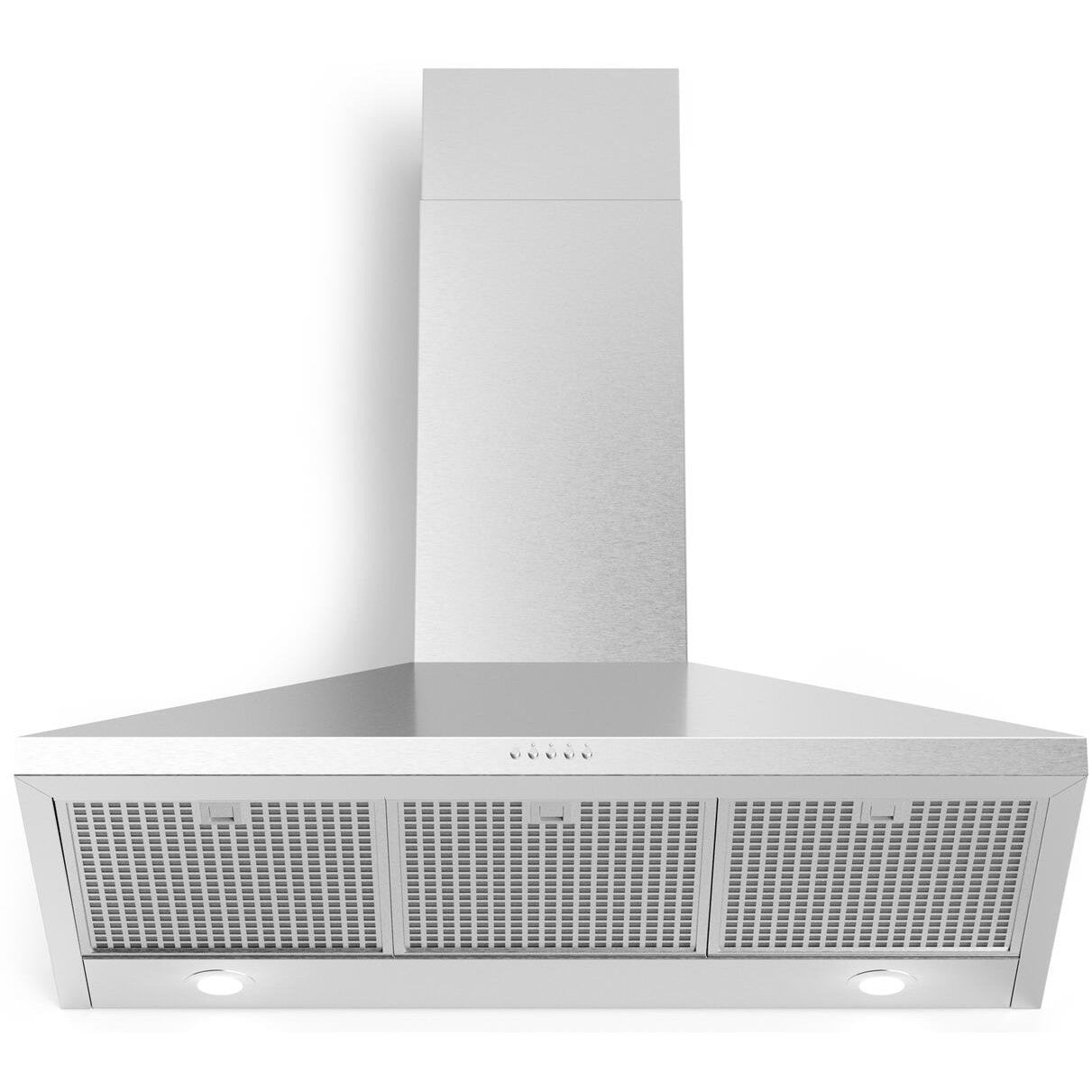 Forte Bravo 30" 600 CFM Convertible Residential Round Duct Stainless Steel Wall Mount Range Hood With Chimney Extension, Recirculating Kit, Charcoal Filters, and LED Lighting