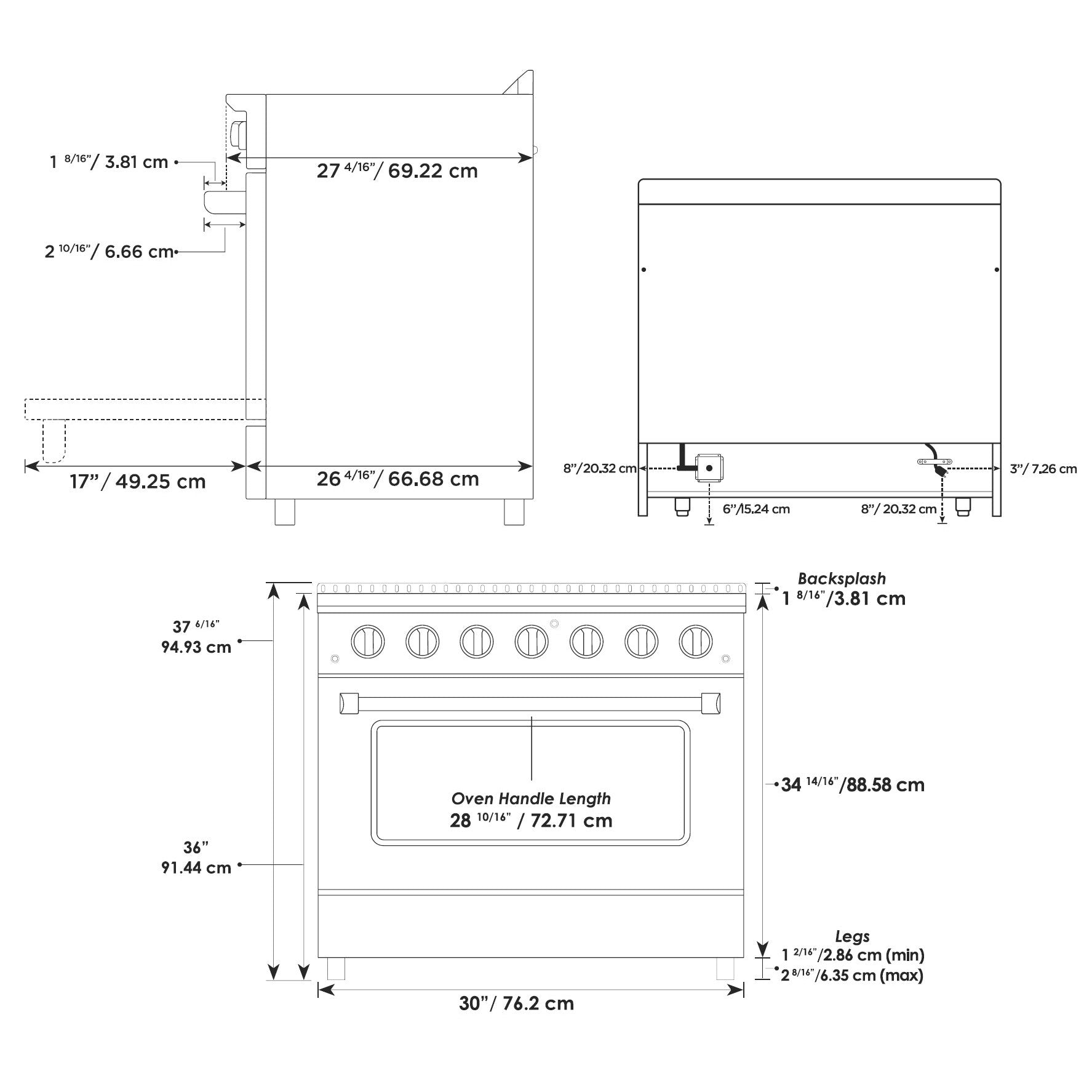 Forte FGR304BBB 30" 3.53 Cu. Ft. Single Oven Black Freestanding Natural Gas LP Convertible Residential Gas Range With Convertion Kit, Grate, Racks, Trays, and Back Splash