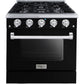 Forte FGR304BBB 30" 3.53 Cu. Ft. Single Oven Black Freestanding Natural Gas LP Convertible Residential Gas Range With Convertion Kit, Grate, Racks, Trays, and Back Splash