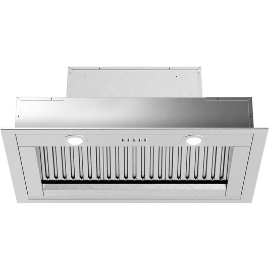 Forte Liberta 28" 600 CFM Convertible Residential Round Duct Stainless Steel Cabinet Insert Range Hood With Recirculating Kit, Charcoal Filters, and LED Lighting