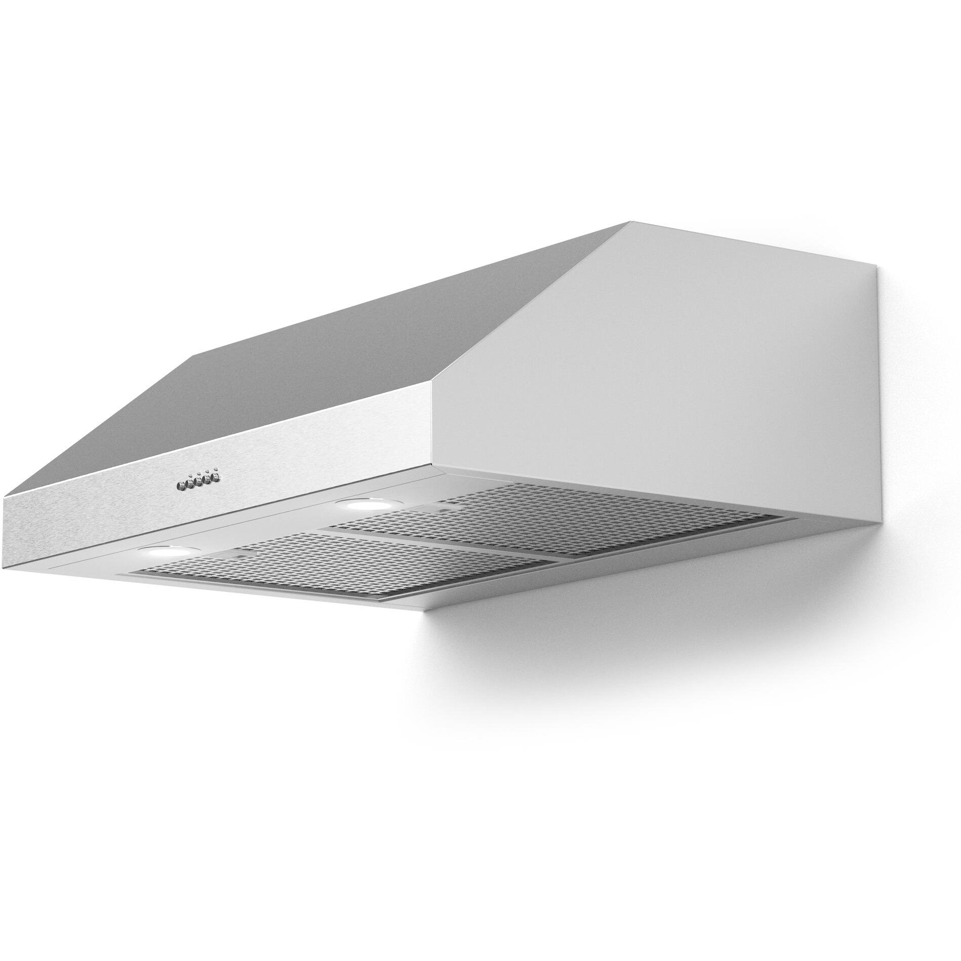 Forte Lucca 36" 600 CFM Convertible Residential Round Duct Stainless Steel Under Cabinet Range Hood With Recirculating Kit, Charcoal Filters, and LED Lighting
