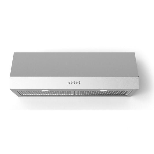 Forte Lucca 60" 1000 CFM Convertible Residential Round Duct Stainless Steel Under Cabinet Range Hood With Charcoal Filters, and LED Lighting