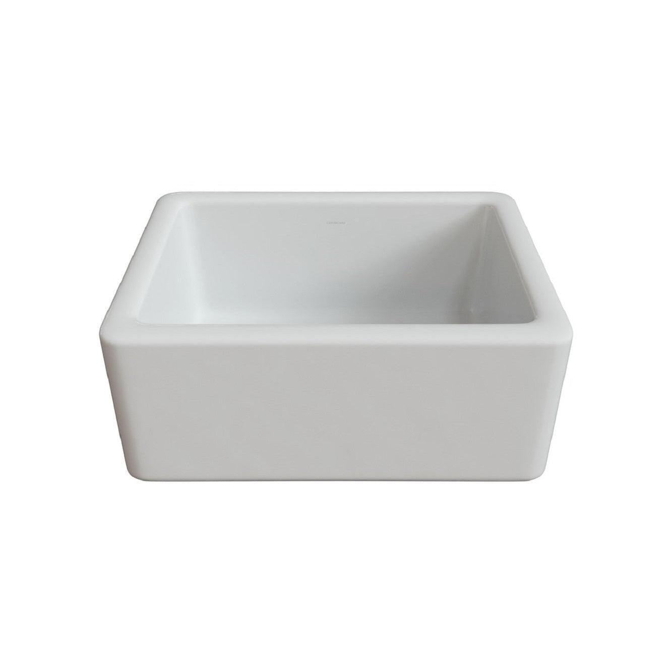 Fortis 24" White Single Bowl Farmhouse Apron-Front Reversible Fireclay Rectangular Kitchen Sink