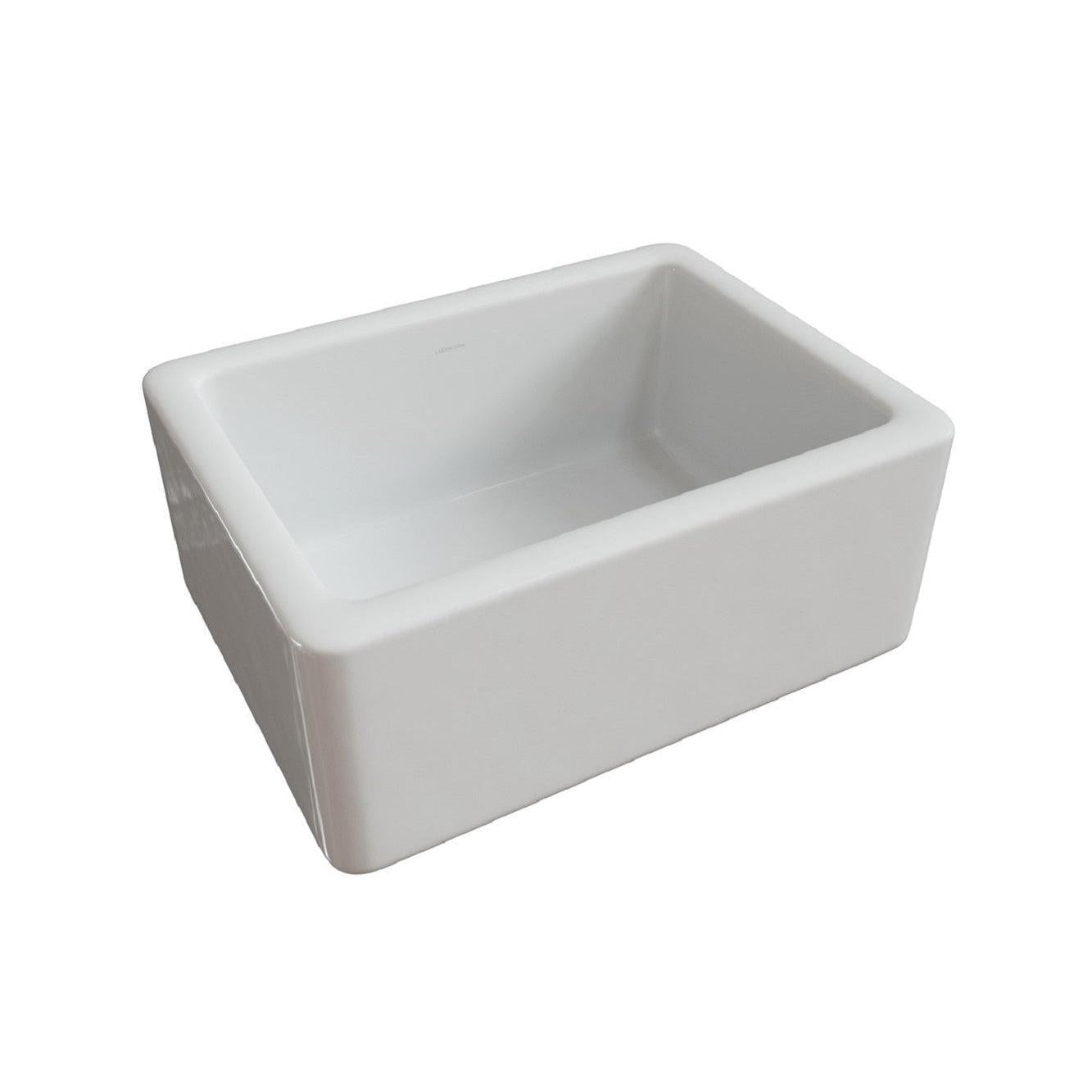 Fortis 24" White Single Bowl Farmhouse Apron-Front Reversible Fireclay Rectangular Kitchen Sink